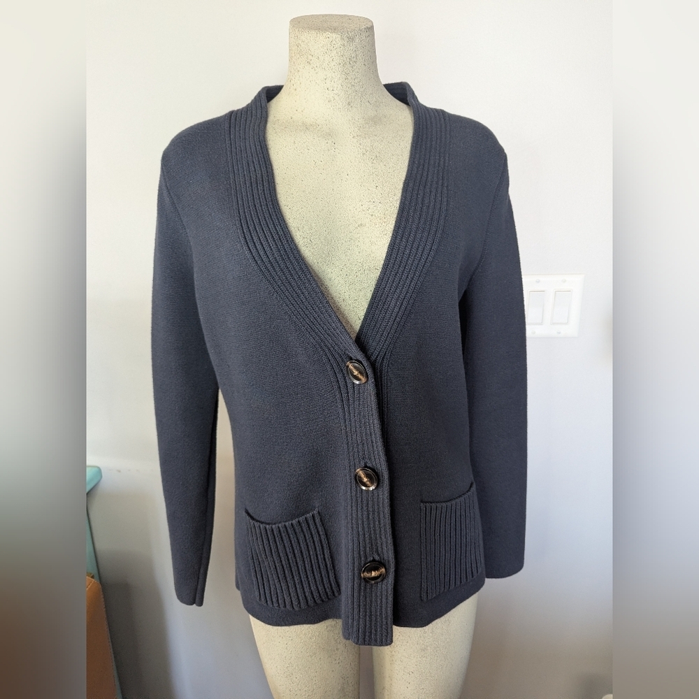 Banana Republic Cotton Wool v neck cardigan with pockets in Navy Blue Size Large
